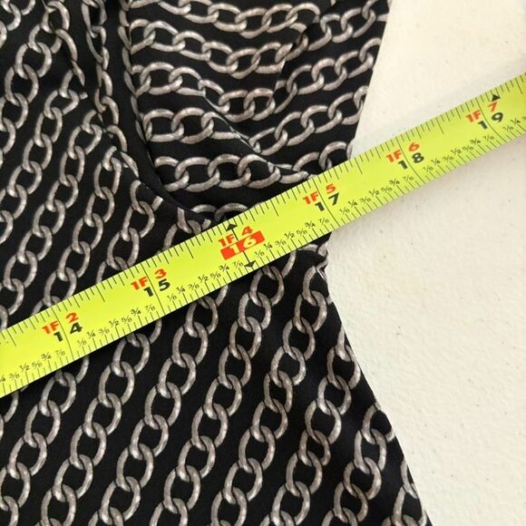 Michael Kors Blouse Women's Small Chain 3/4 Sleeve Flare Career Shirt Top Print - Picture 8 of 9